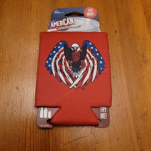 NEW Patriotic Drink Koozie Bald Eagle American Flag - Picture 1 of 1